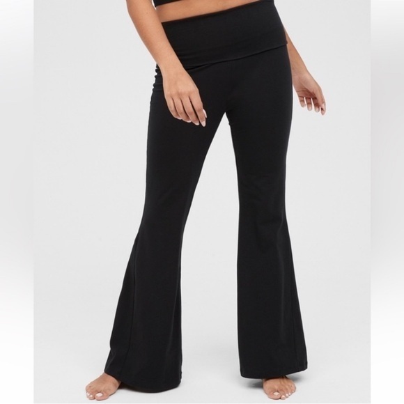 NWOT Aerie OG Foldover Super Flare Leggings Black High Rise XSMALL SHORT Retro - Picture 5 of 15